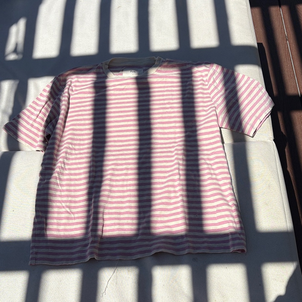 Folk Pink and White Striped Kids Tee